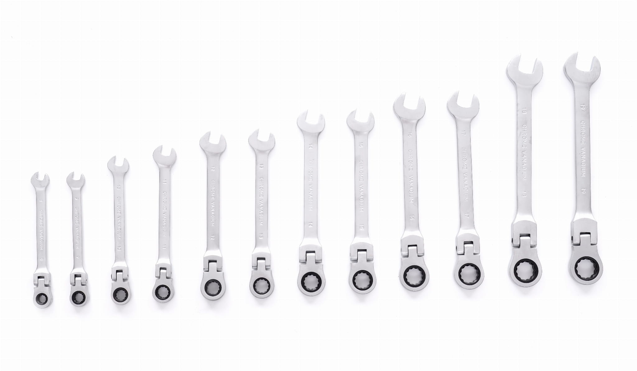 Očkoploché klíče s ráčnou, zalomené, 12 ks, 8-19 mm KD10947