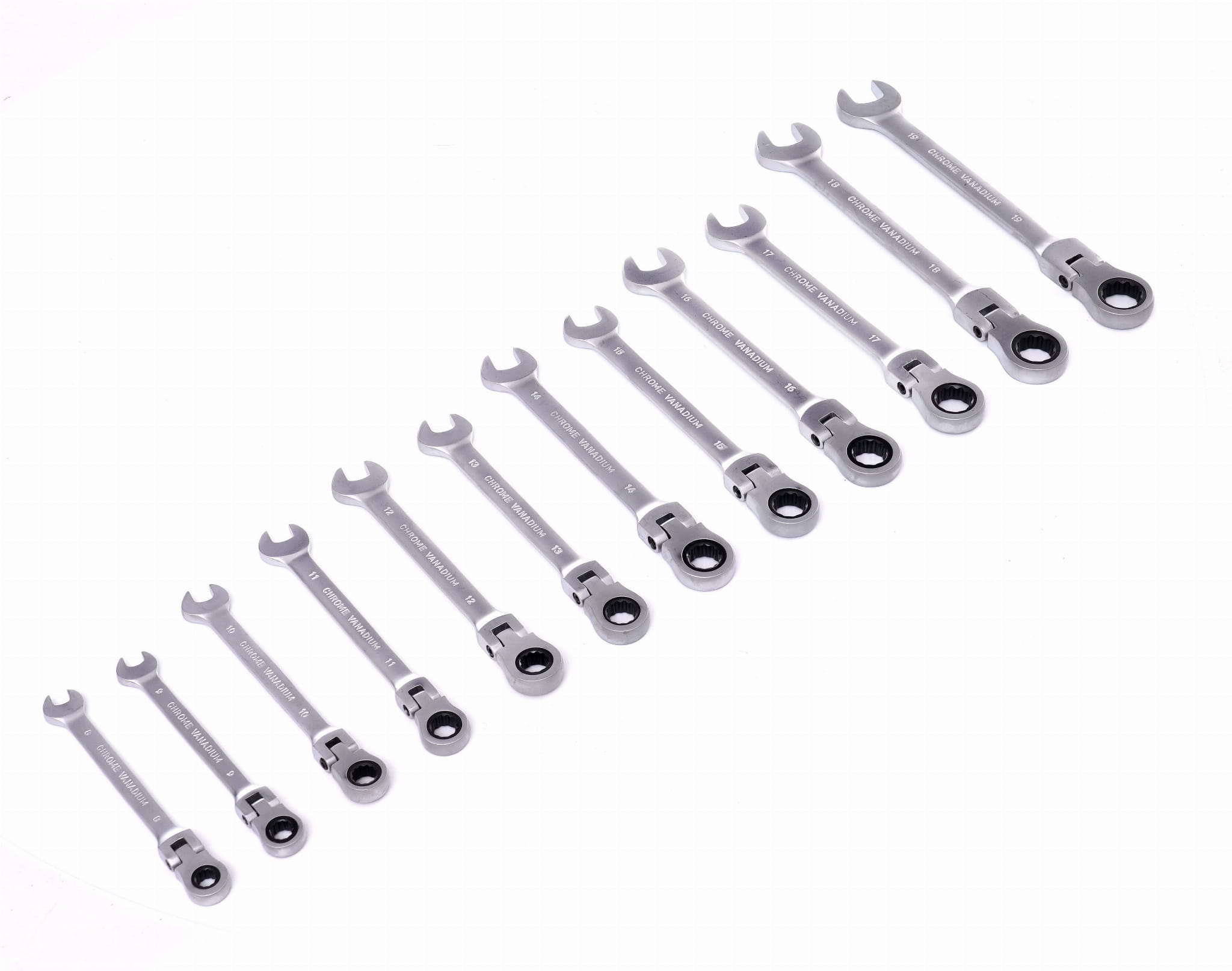 Očkoploché klíče s ráčnou, zalomené, 12 ks, 8-19 mm KD10947