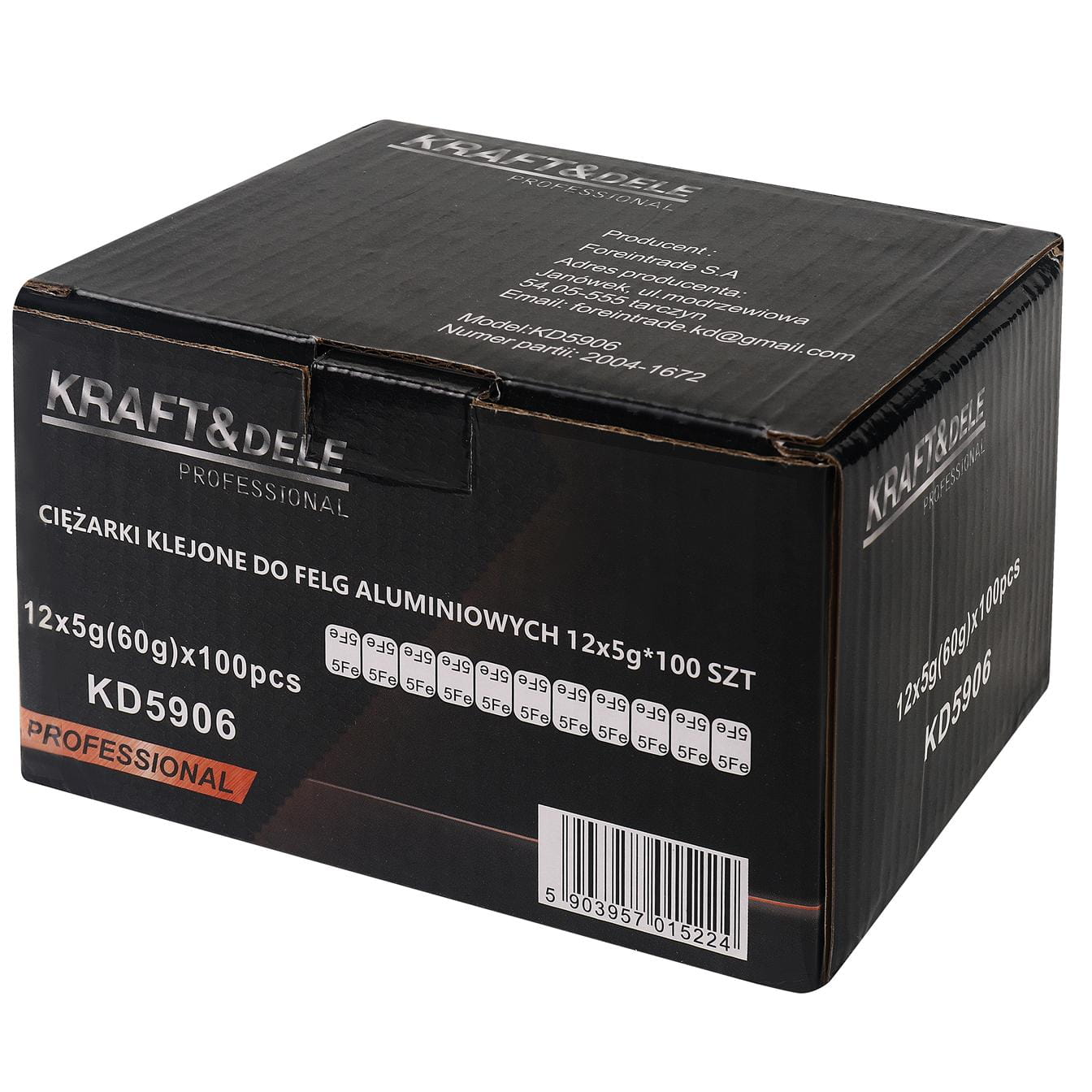 Závaží nalepovací na hliníkové ráfky 12x5g 100 kusů KD5906