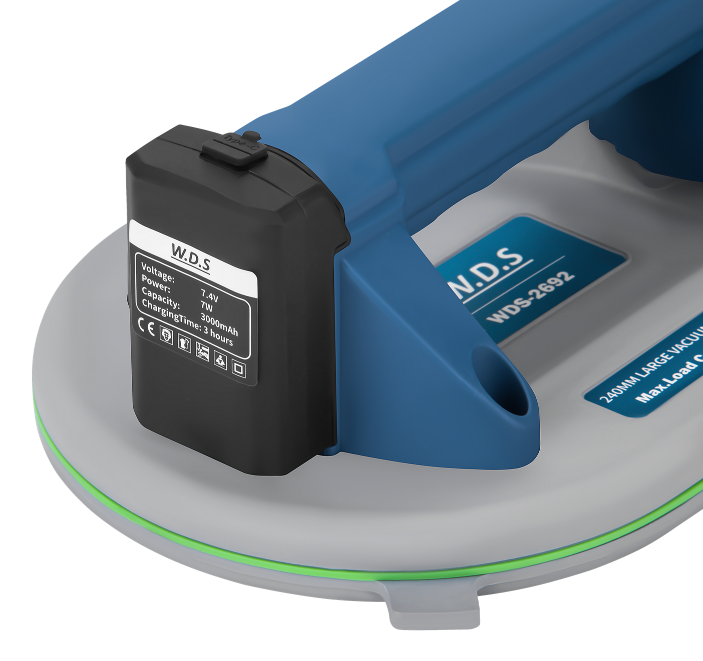 Akumulátorová přísavka 240 mm 300 kg USB-C WDS2692