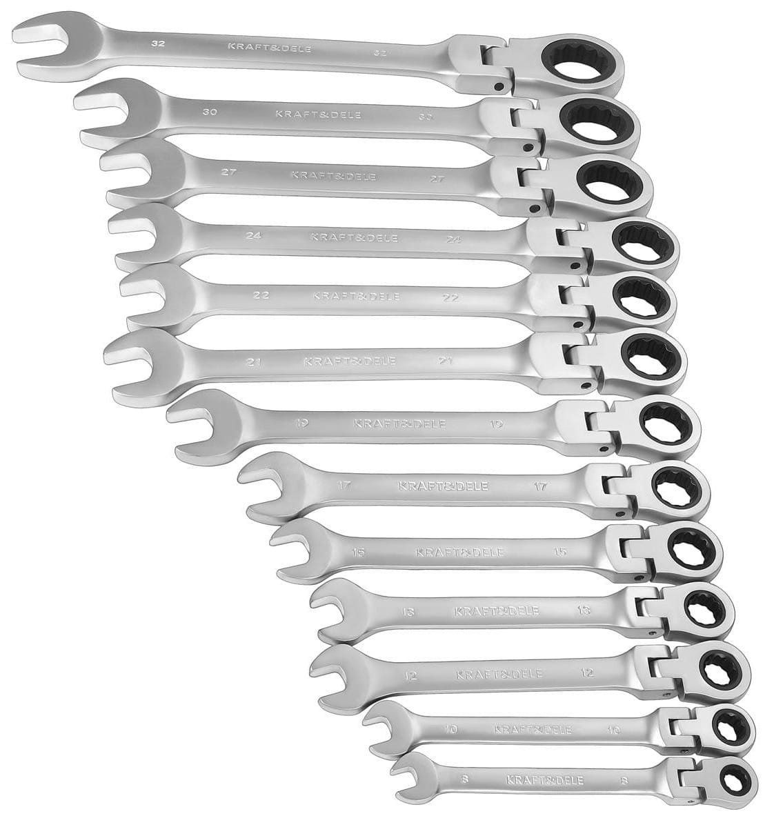 KLÍČE PLOCHÉ S OČKEM S RÁČNOU LÁMANÉ 13ks 8-32mm KD11305