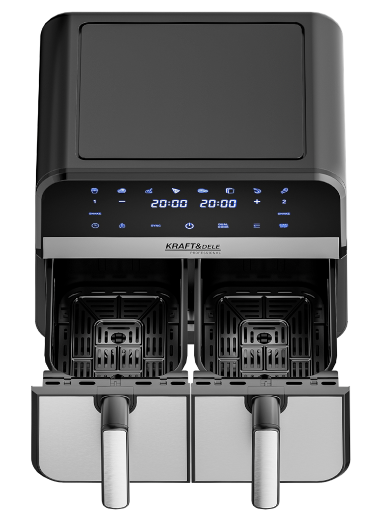 Beztuková fritéza Airfryer 9L 2500W Dvě komory + LCD KD4180