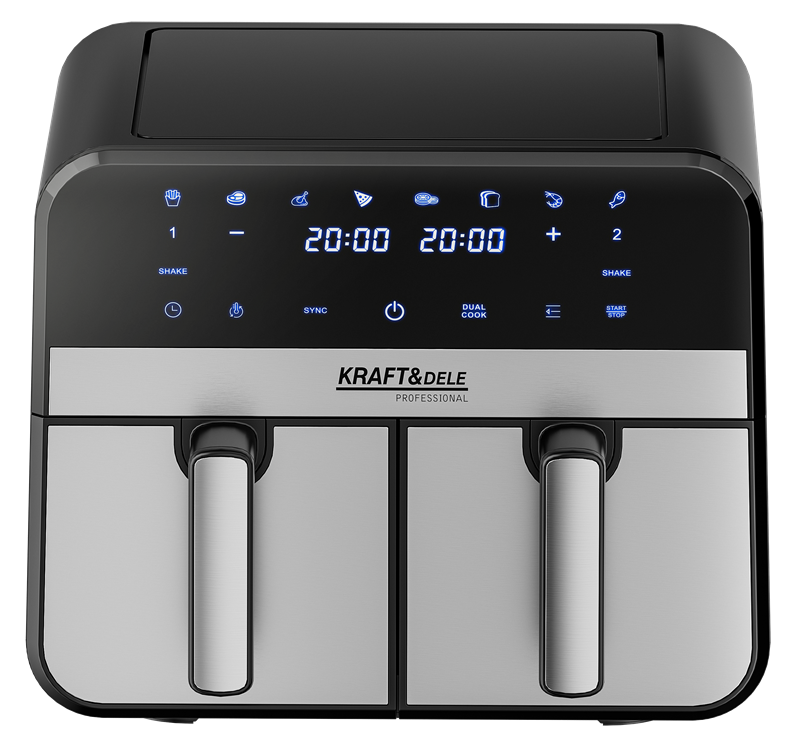 Beztuková fritéza Airfryer 9L 2500W Dvě komory + LCD KD4180