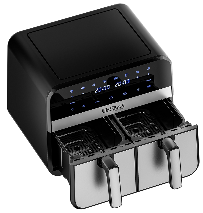 Beztuková fritéza Airfryer 9L 2500W Dvě komory + LCD KD4180