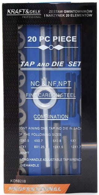 Sada závitníků a kruhových závitových čelistí 20 ks KD10288