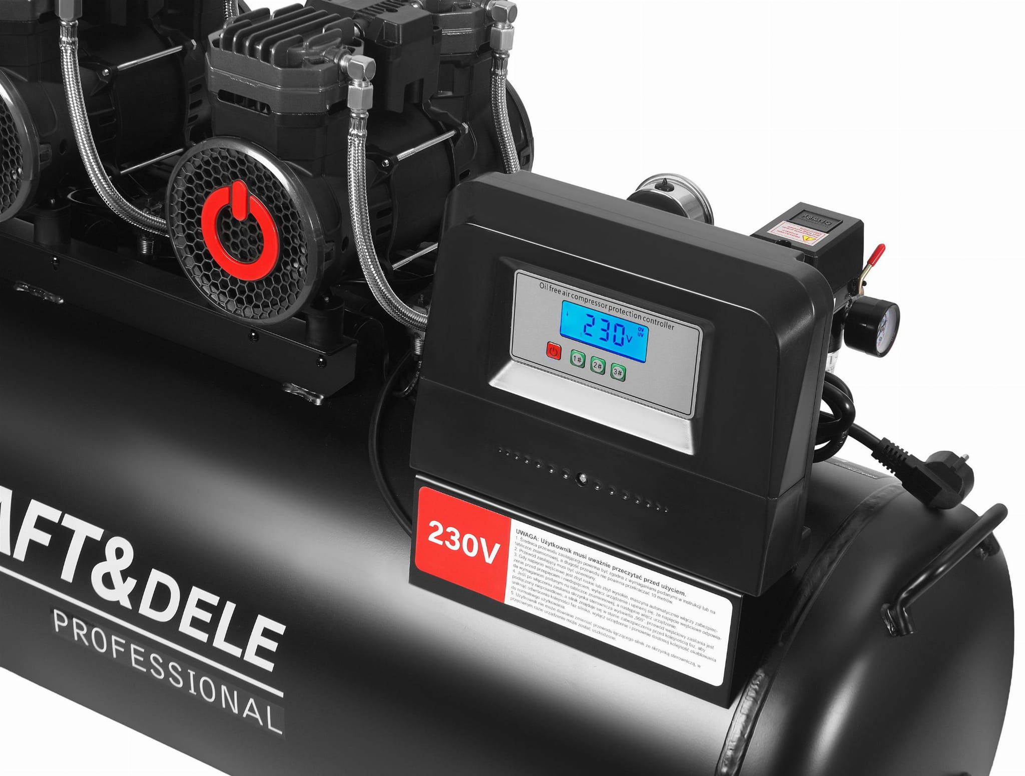 Bezolejový kompresor 200L 3x2200W + separátor a manometr s glycerinem KD4084