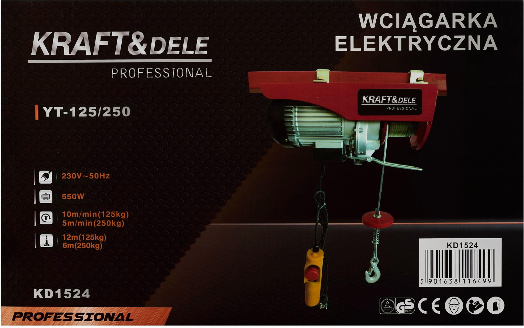 Elektrický lanový naviják 250 kg KD1524