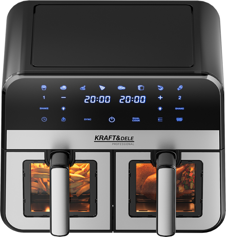 Beztuková fritéza 9L 2500W Dvě komory 4,5L + LCD KD4179