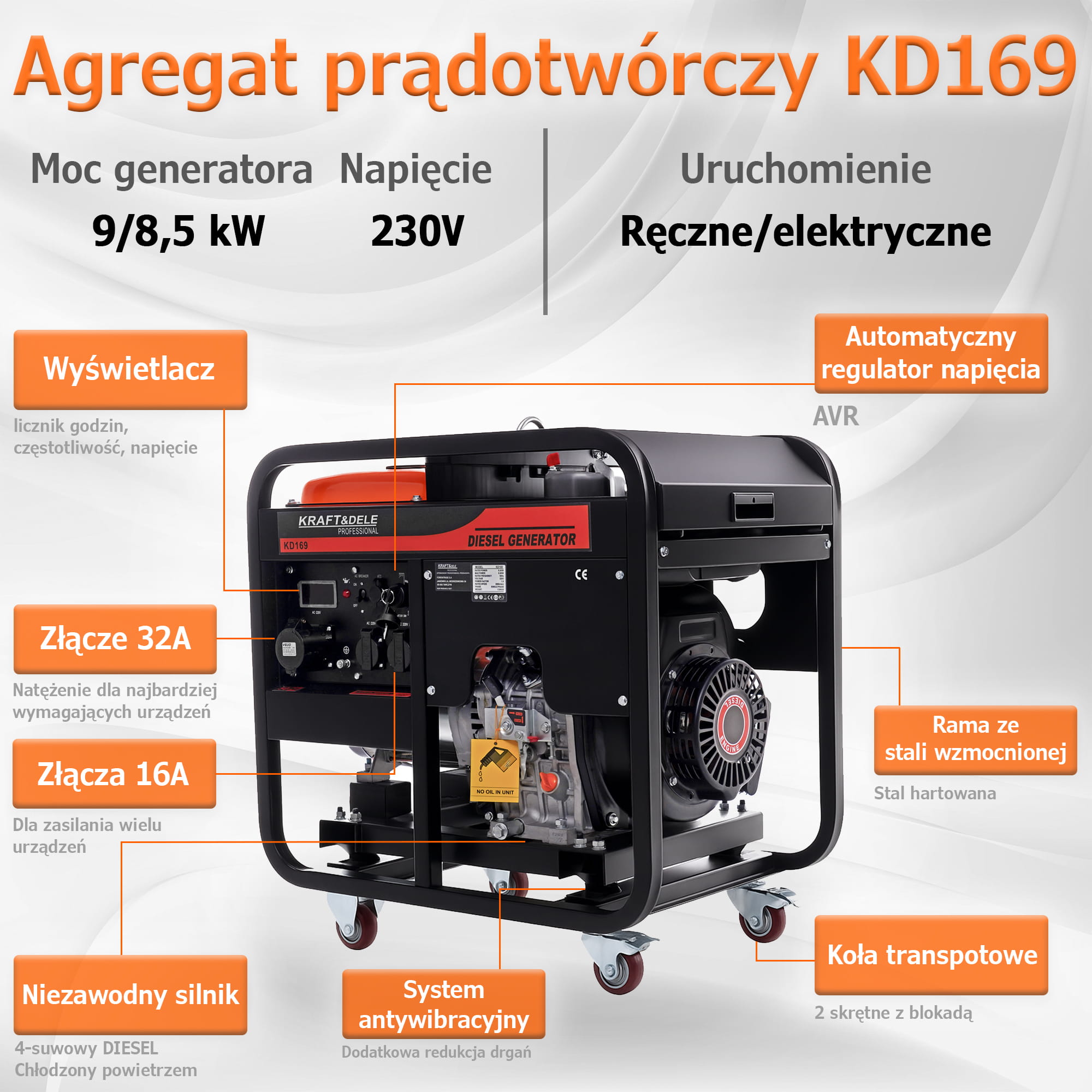 Generátor 9kW 230V KD169