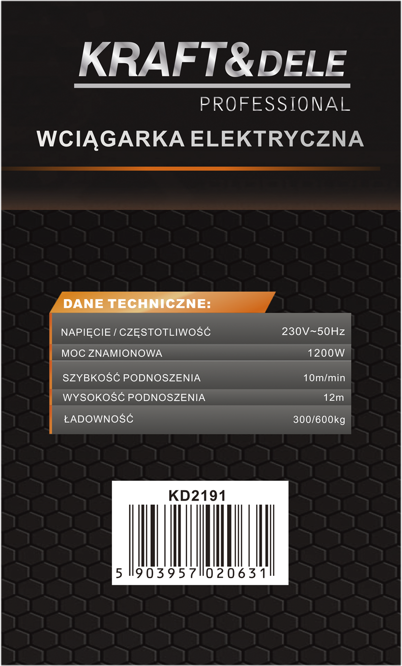 ELEKTRICKÝ NAVIJÁK 230V 1200W 300/600kg KD2191