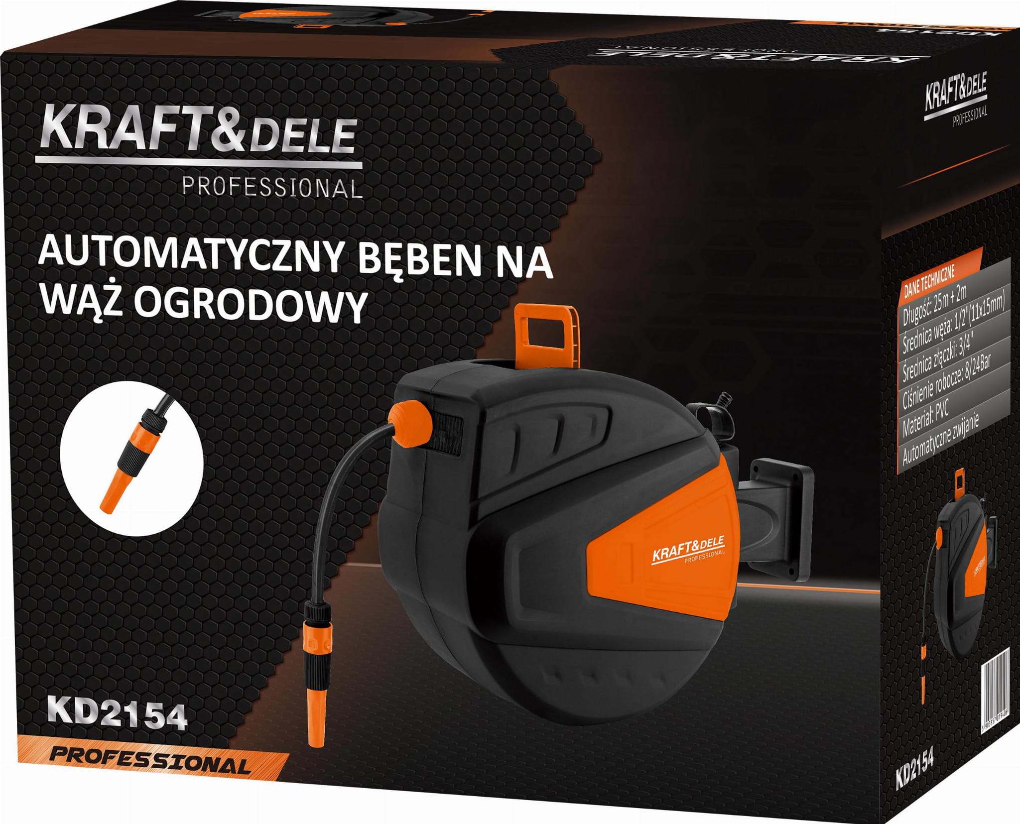 ZAHRADNÍ HADICE SAMONAVÍJECÍ 25M+2M 1/2" KD2154