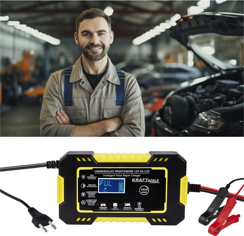 Automatická LCD nabíječka autobaterií 12V / 6A KD1290