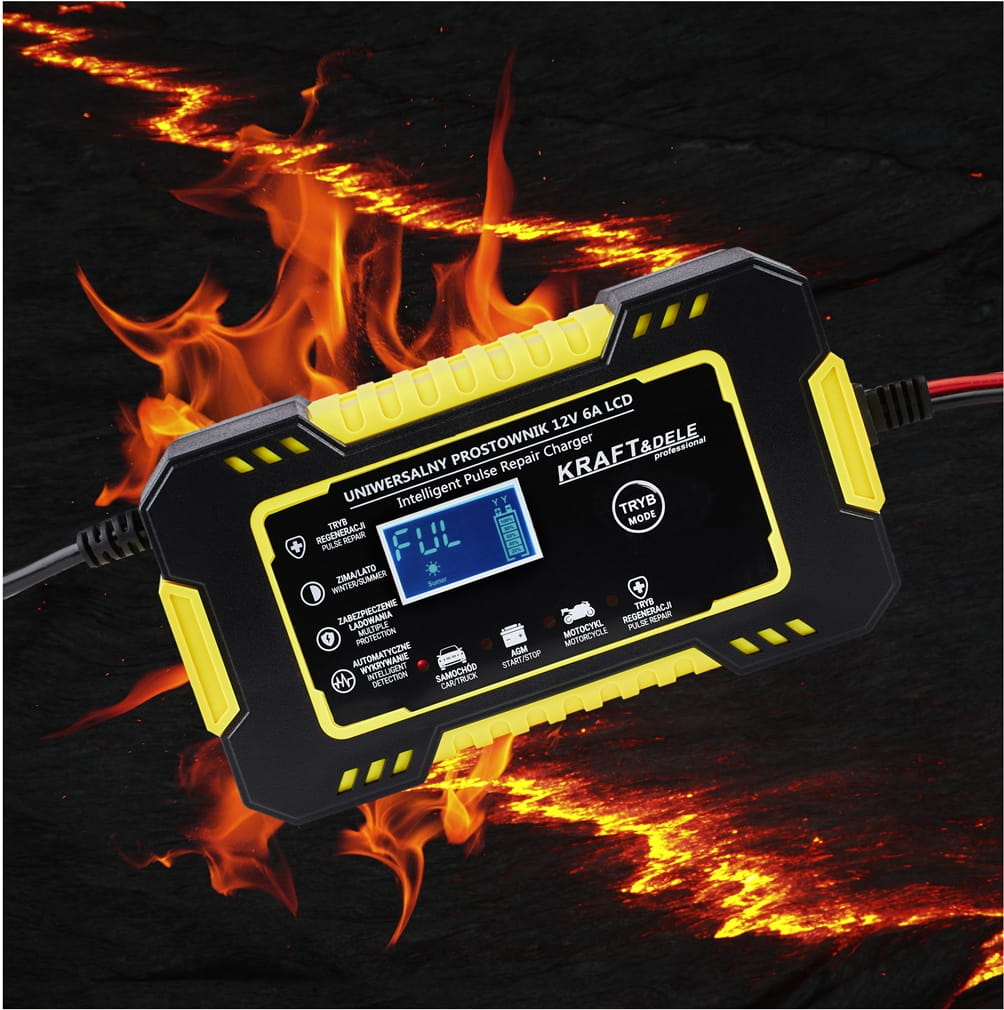 Automatická LCD nabíječka autobaterií 12V / 6A KD1290