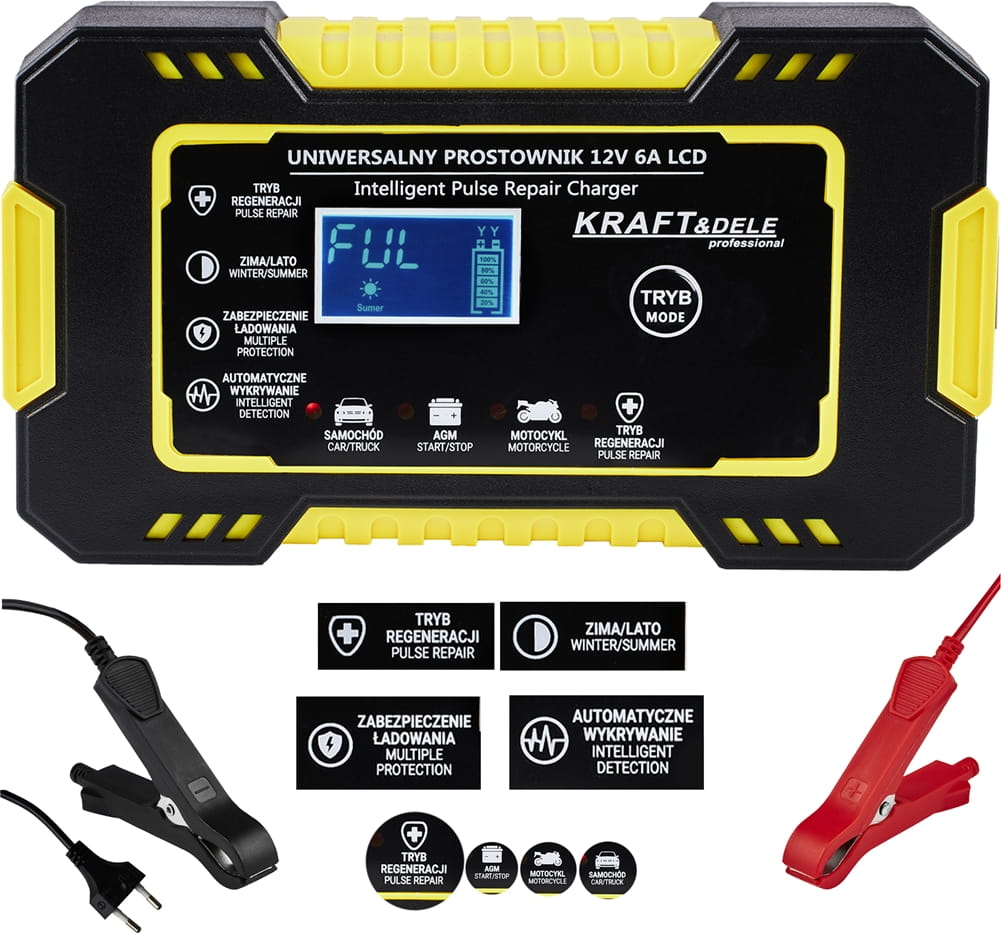 Automatická LCD nabíječka autobaterií 12V / 6A KD1290