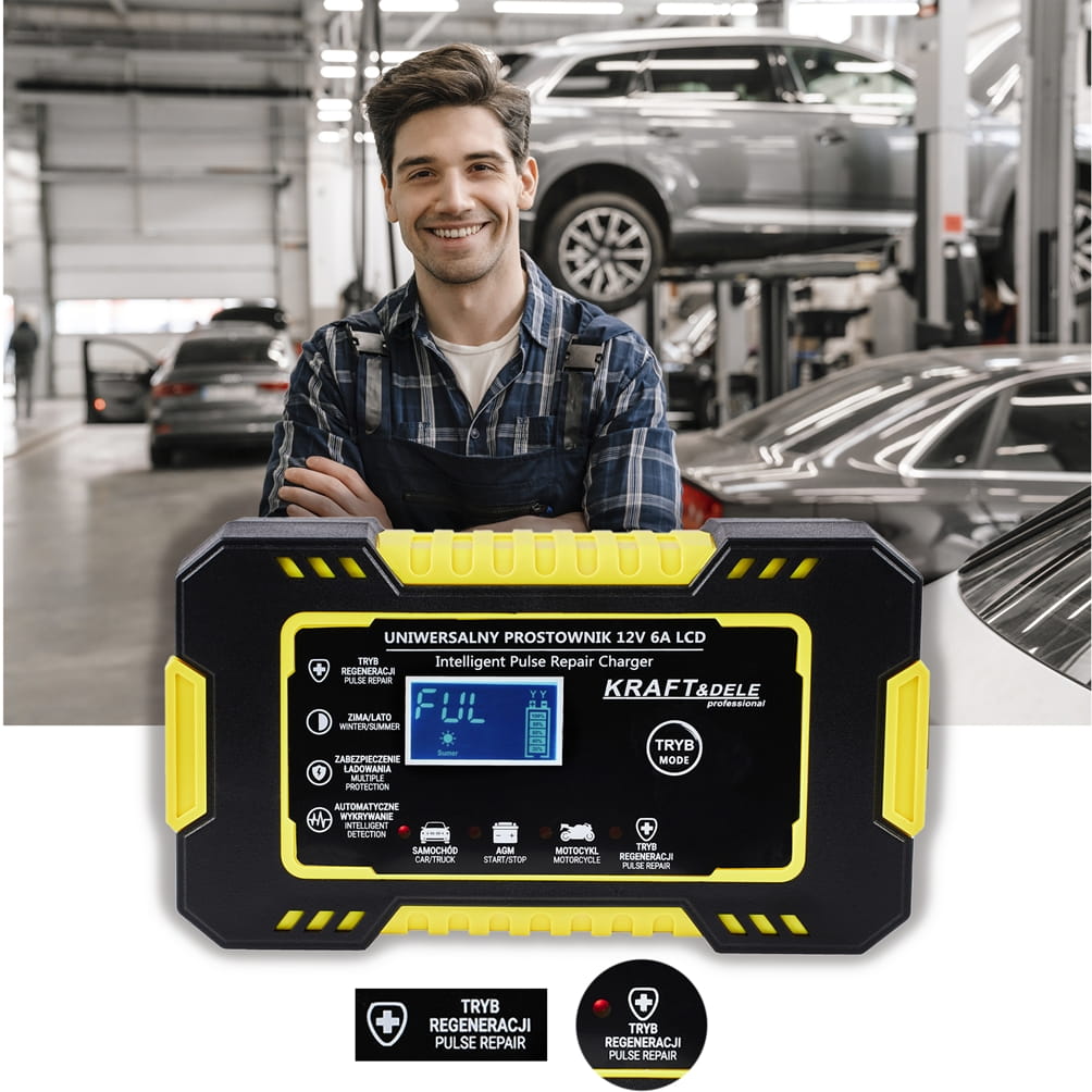 Automatická LCD nabíječka autobaterií 12V / 6A KD1290