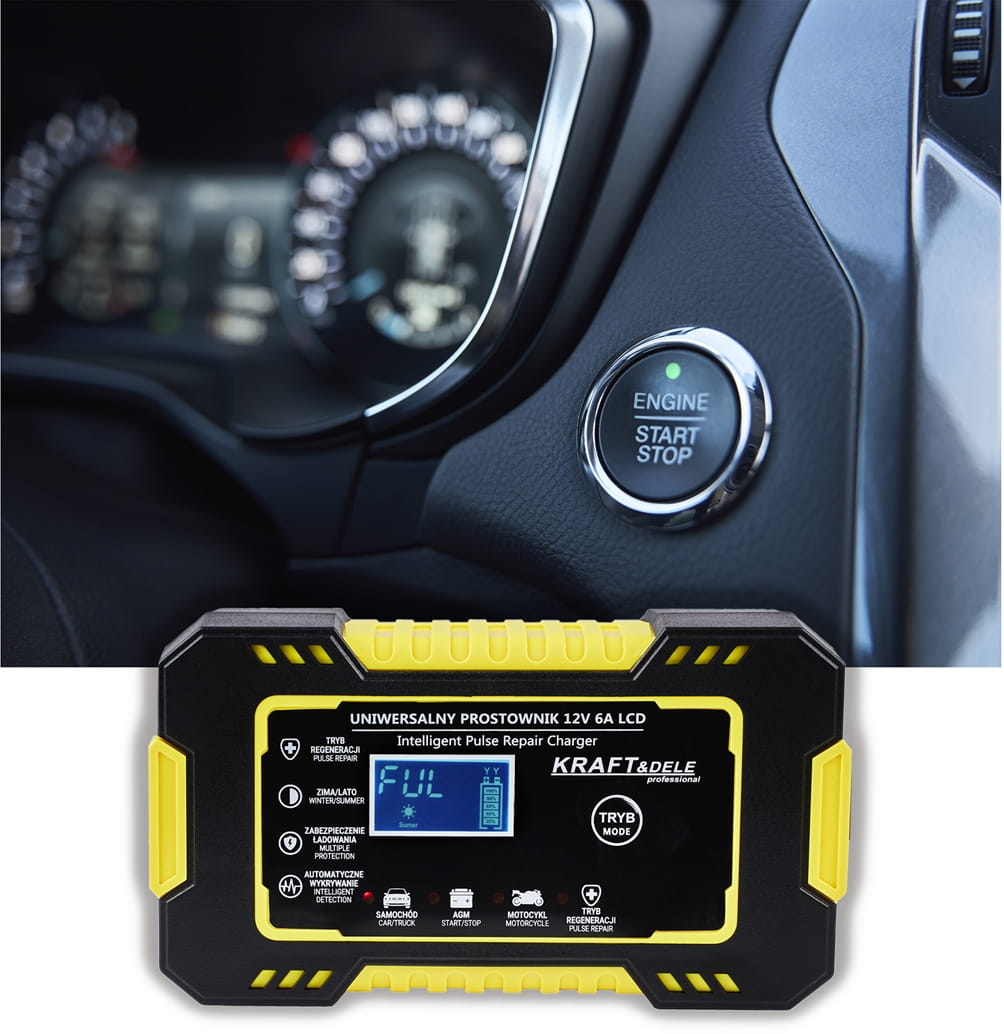 Automatická LCD nabíječka autobaterií 12V / 6A KD1290