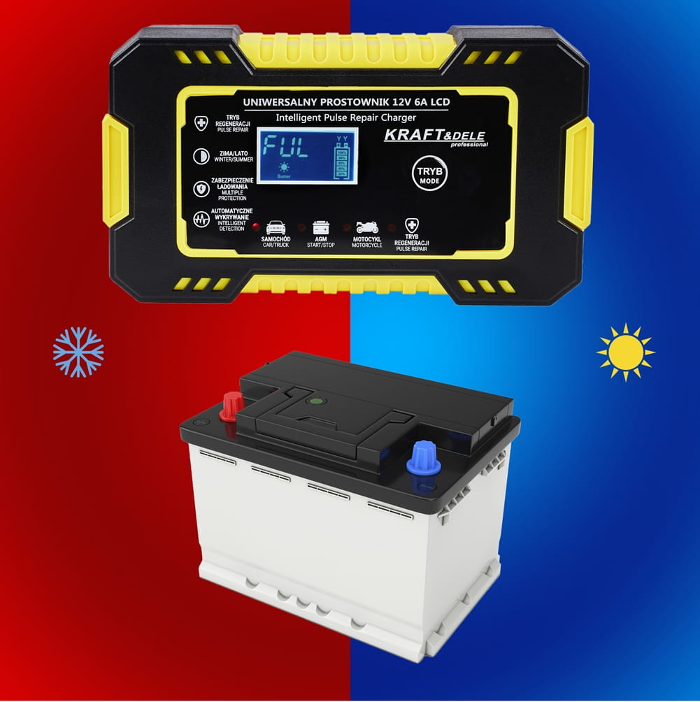 Automatická LCD nabíječka autobaterií 12V / 6A KD1290