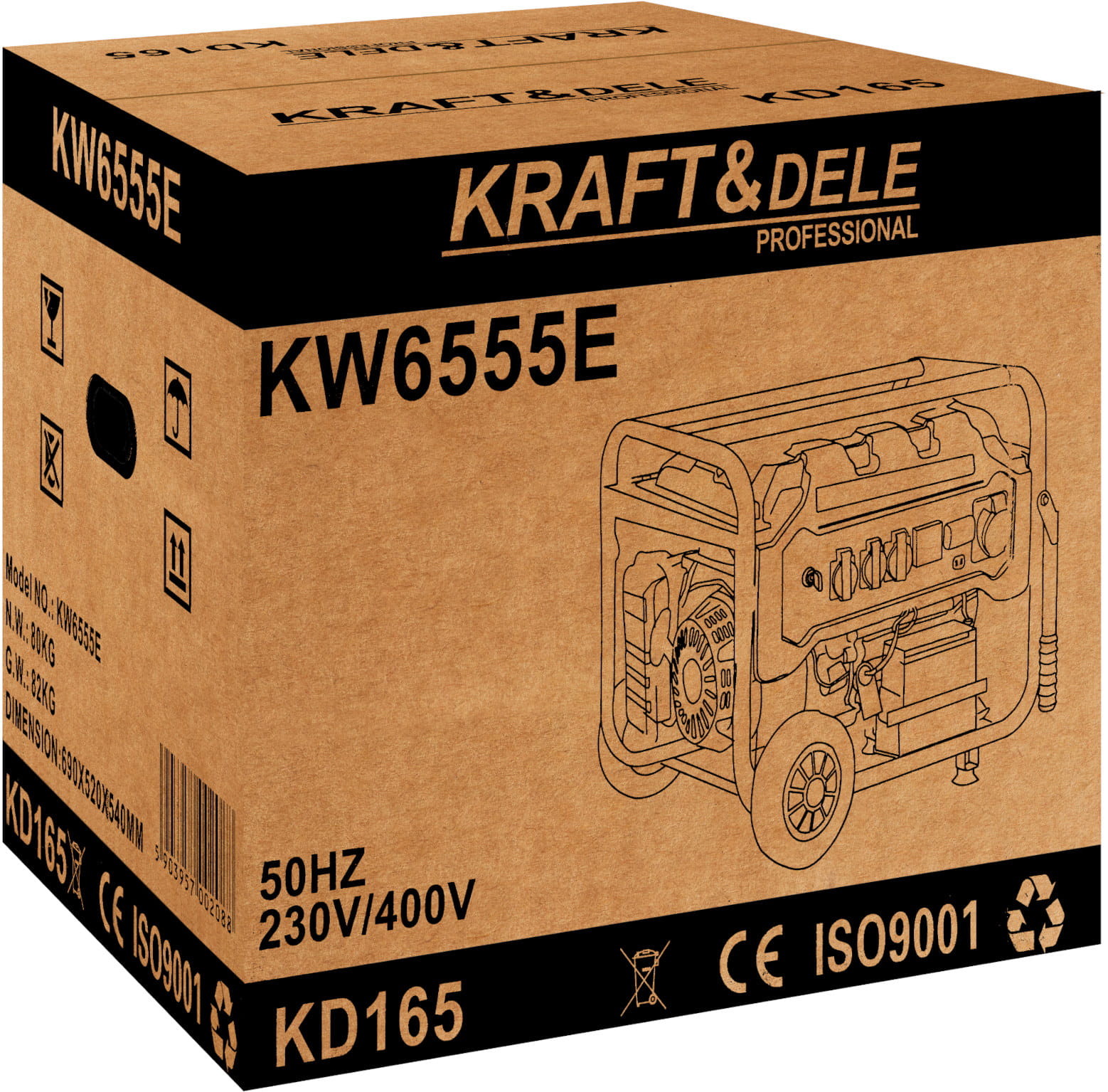 Generátor proudu 5500W 12/230V/380V KD165