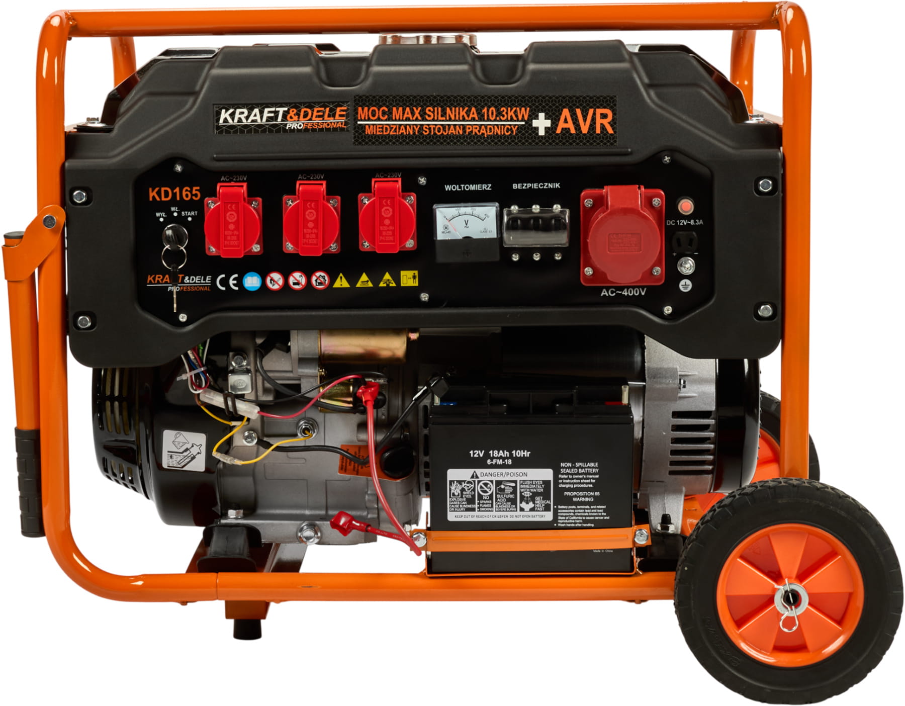 Generátor proudu 5500W 12/230V/380V KD165