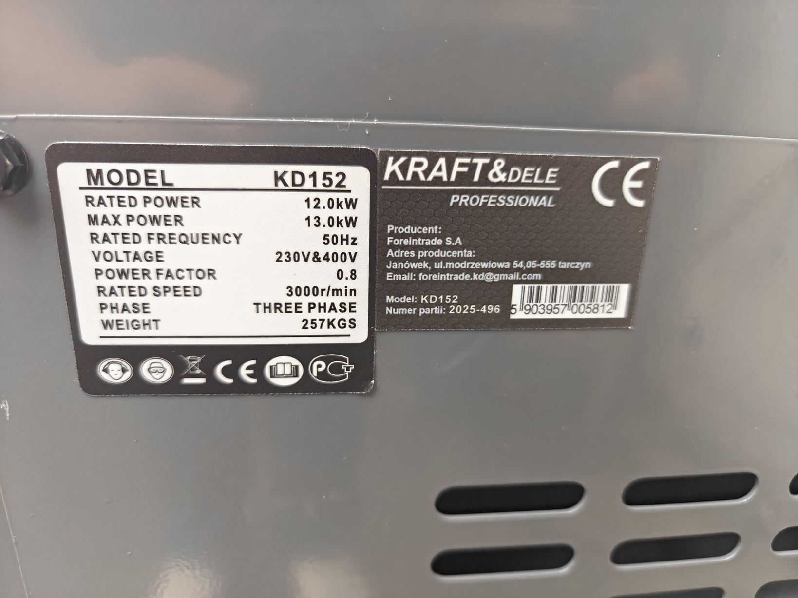 Elektrocentrála DIESEL 12/13kW KD152