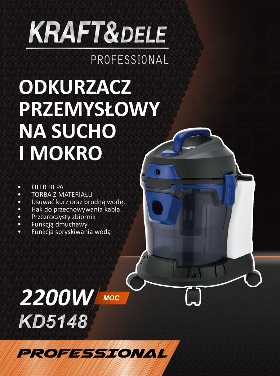 Vysavač na suché i mokré vysávání s funkcí mytí 2200W KD5148
