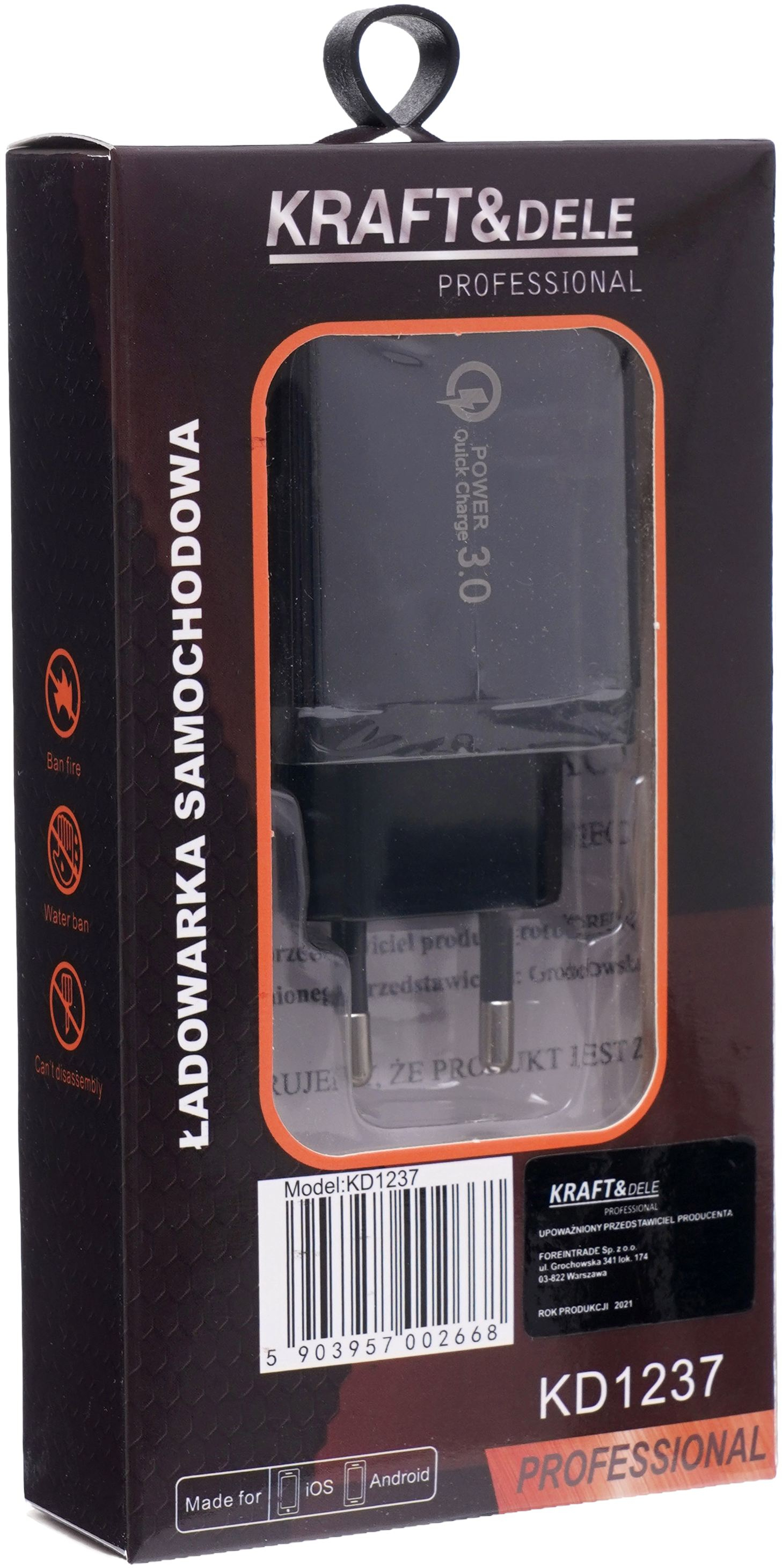 Síťová nabíječka QUICK CHARGE 3.0 KD1237