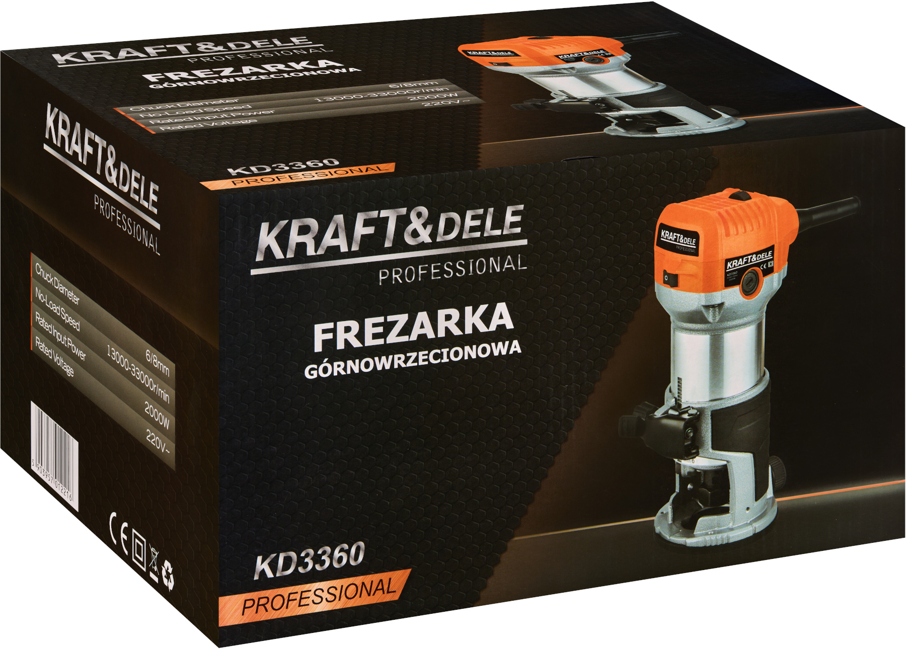 HORNÍ FRÉZKA 2000W 6/8mm KD3360