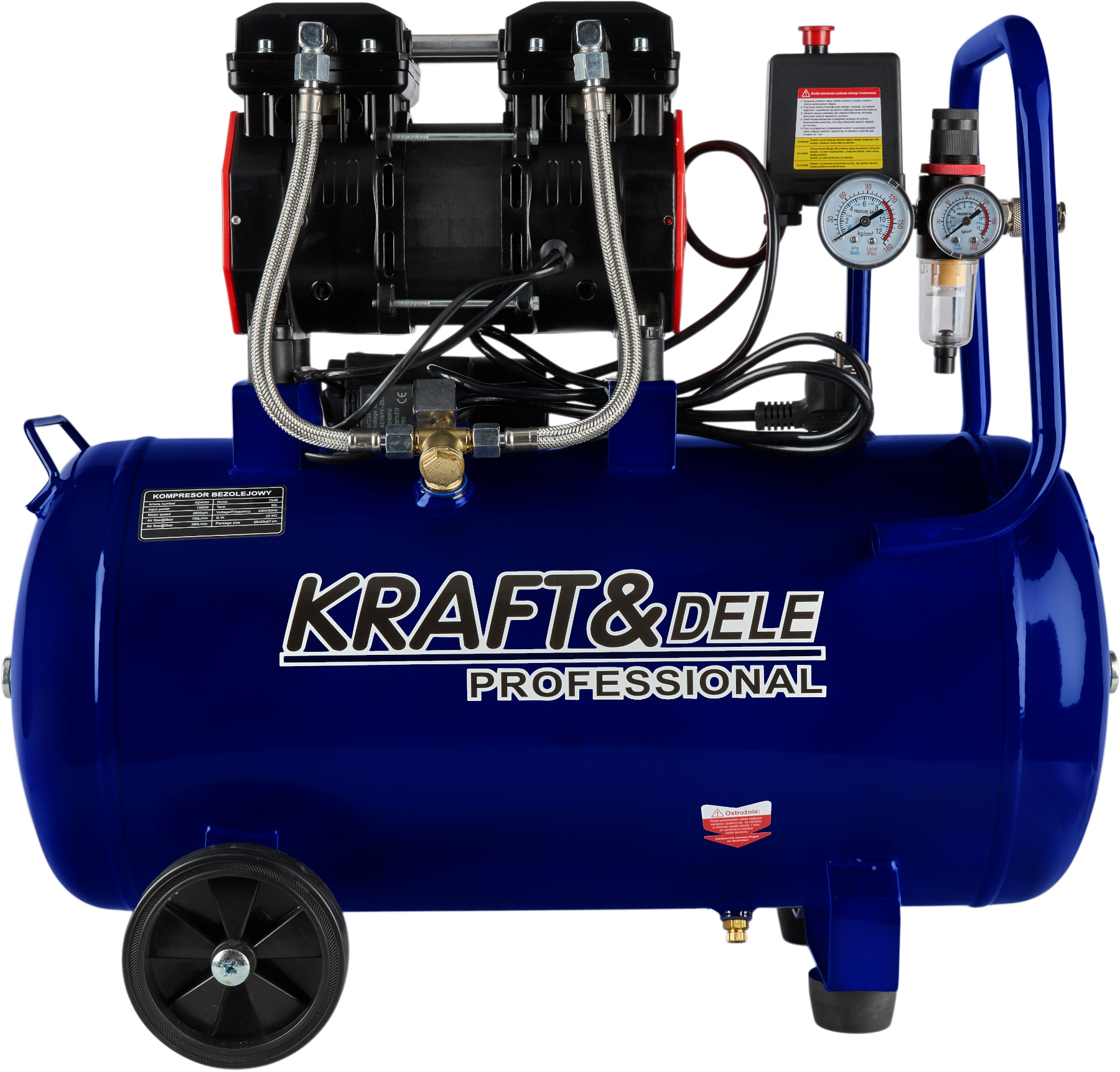 KOMPRESOR BEZOLEJOWY 50L 1500W 290L/min KD4052 3