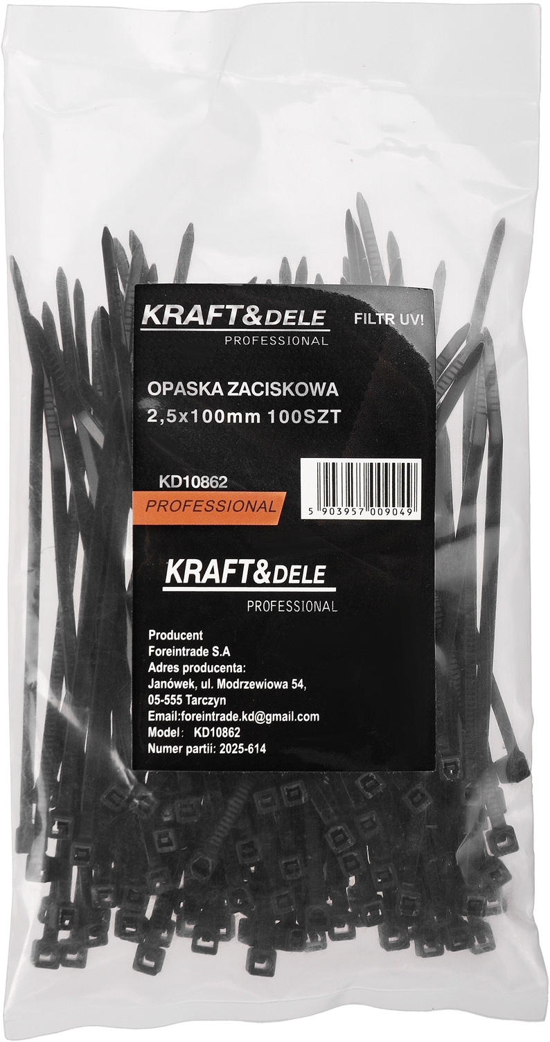 NYLONOVÁ UPEVŇOVACÍ PÁSKA 2,5x100mm 100KS. KD10862