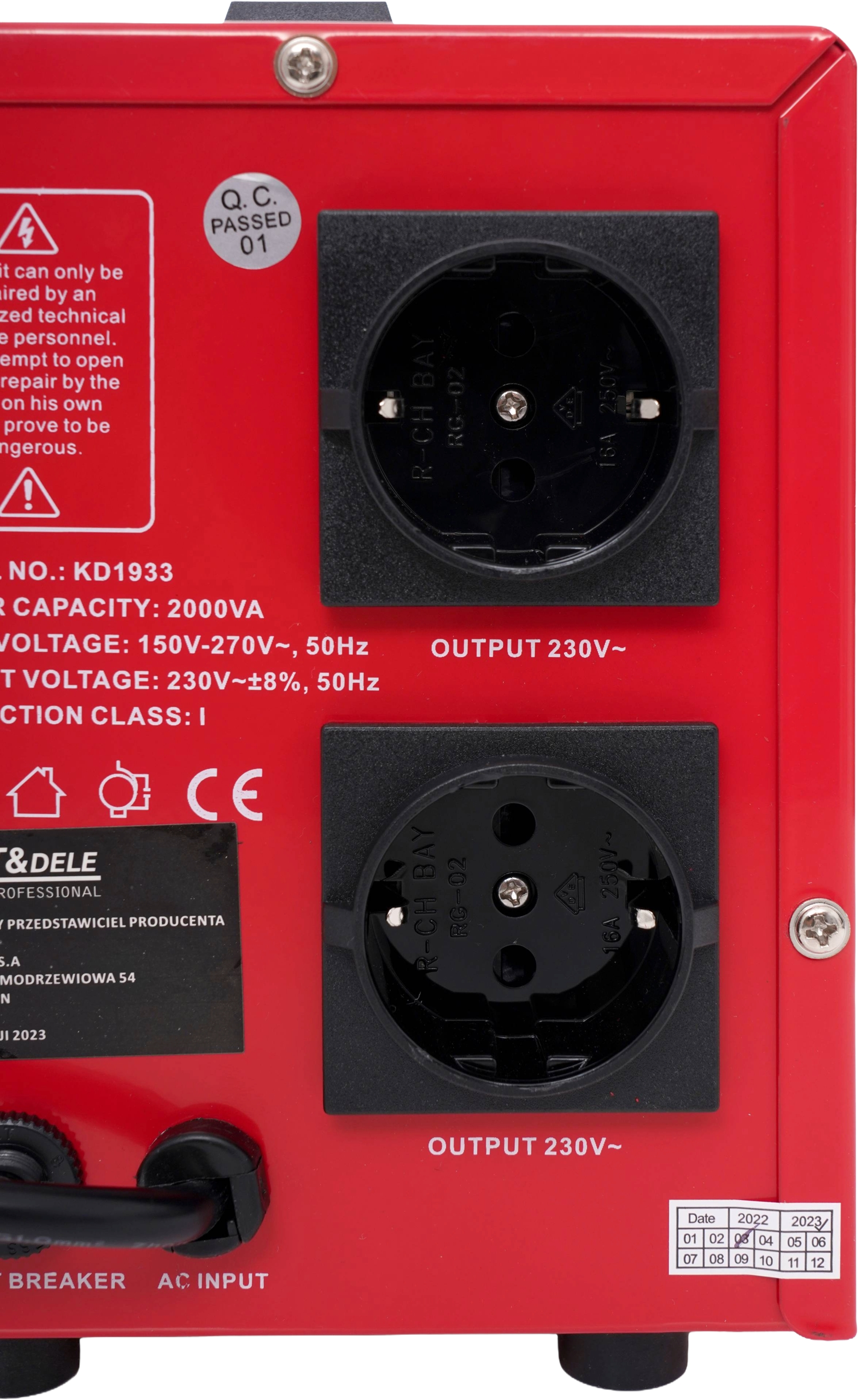 Stabilizátor napětí AVR 2000VA 230V KD1933