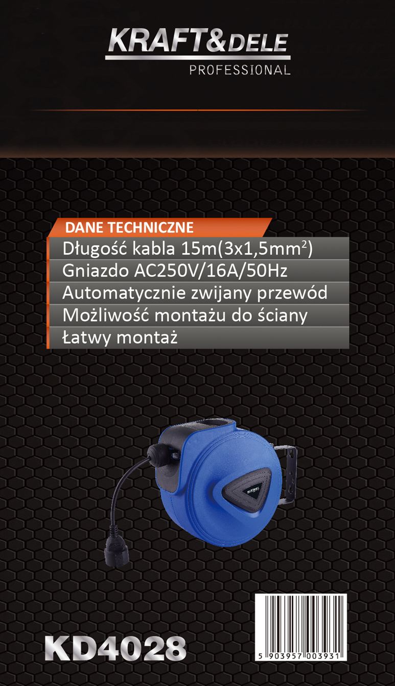 Naviják elektrického kabelu 15 m KD4028