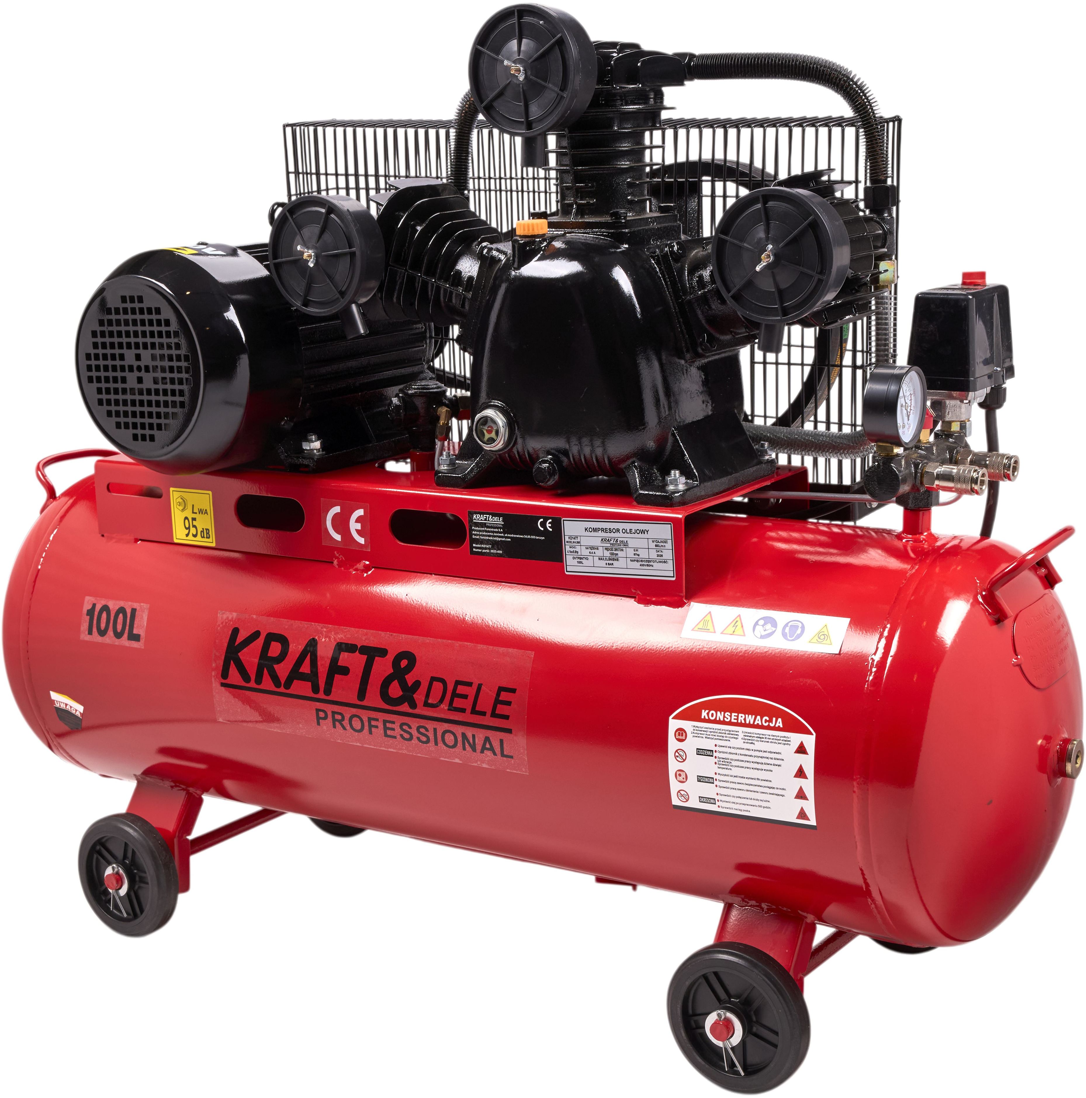 Olejový kompresor 100L 3 Písty KD1477 + Separátor