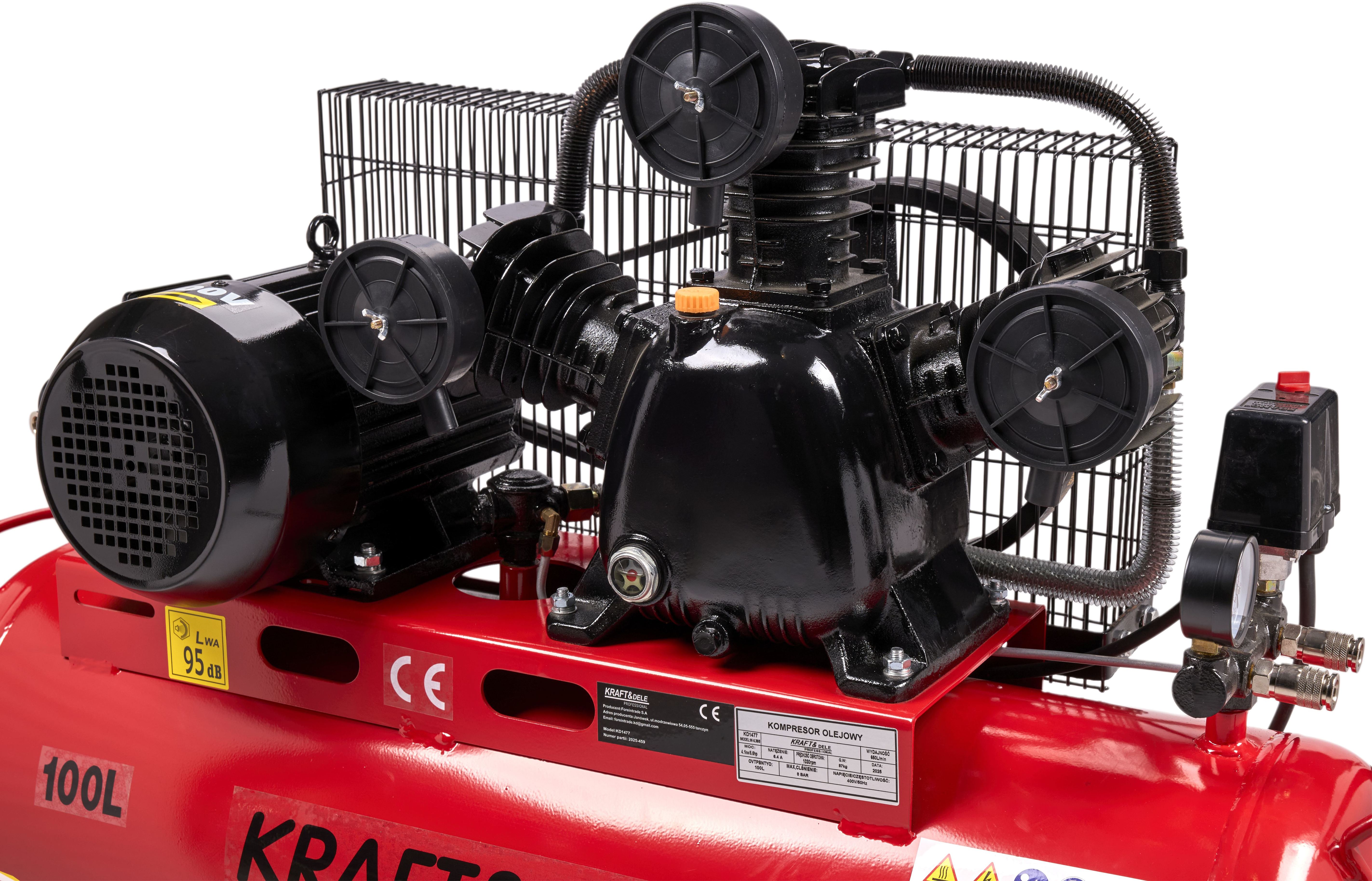 Olejový kompresor 100L 3 Písty KD1477 + Separátor