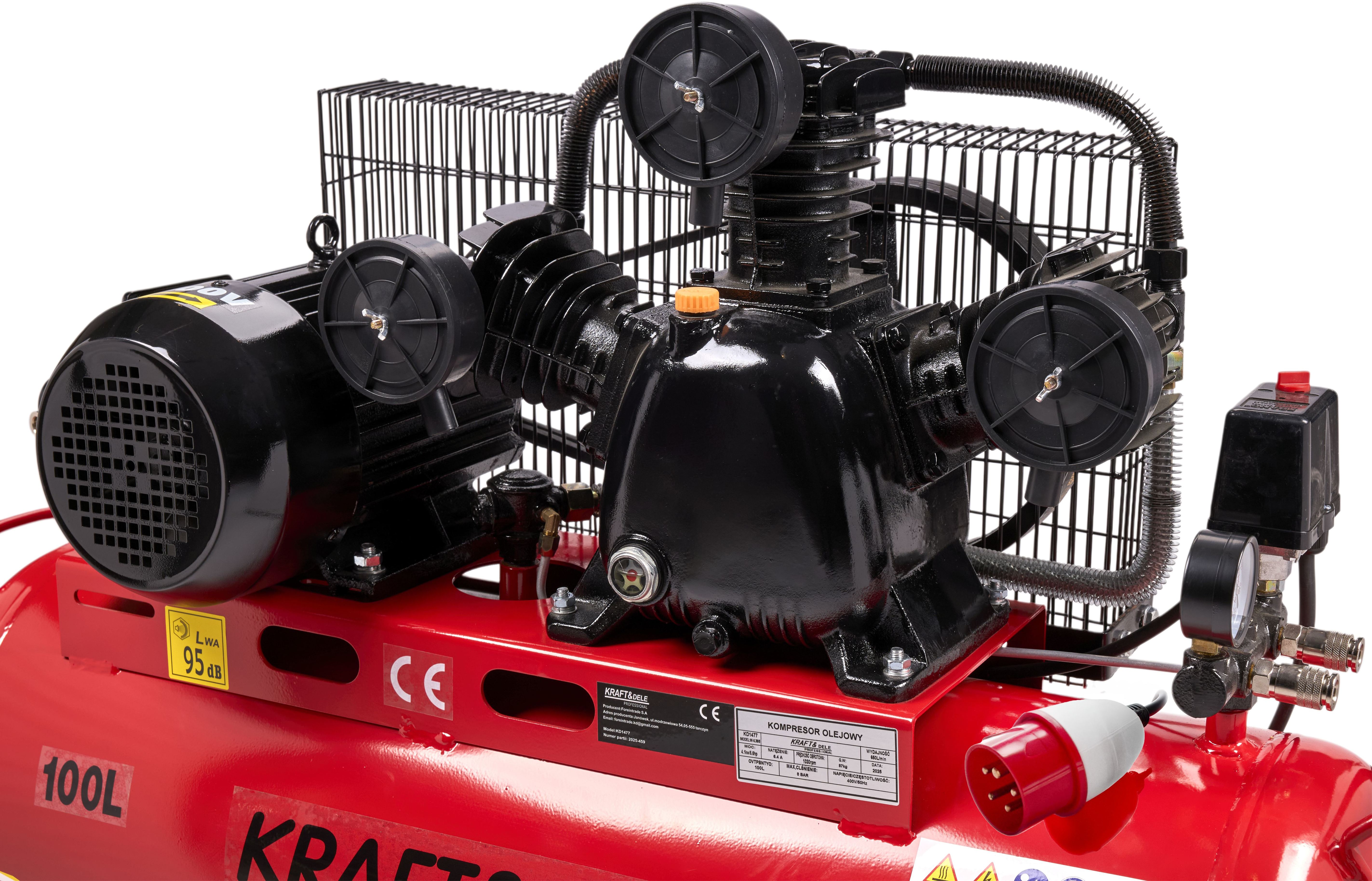 Olejový kompresor 100L 3 Písty KD1477 + Separátor