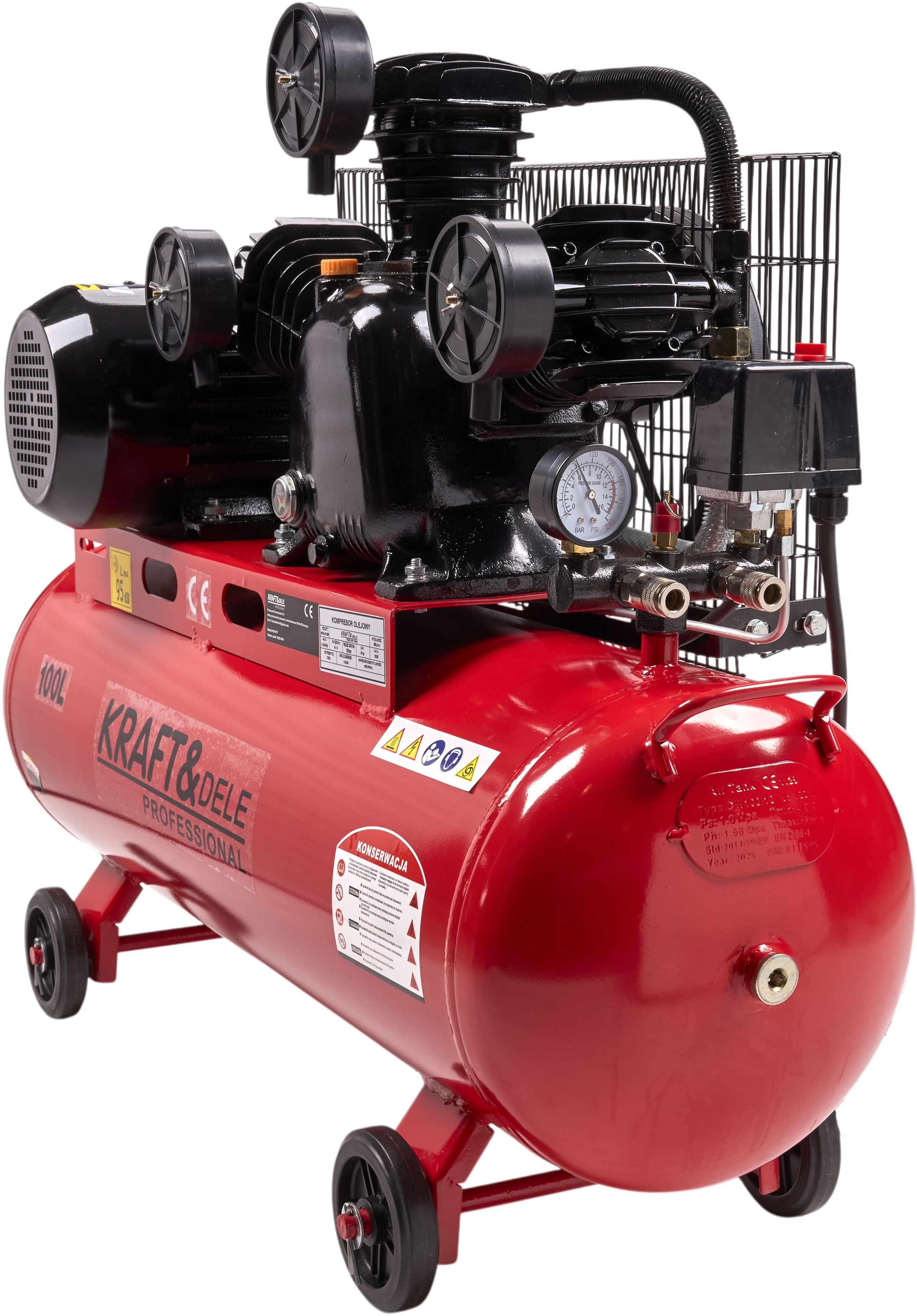 Olejový kompresor 100L 3 Písty KD1477 + Separátor