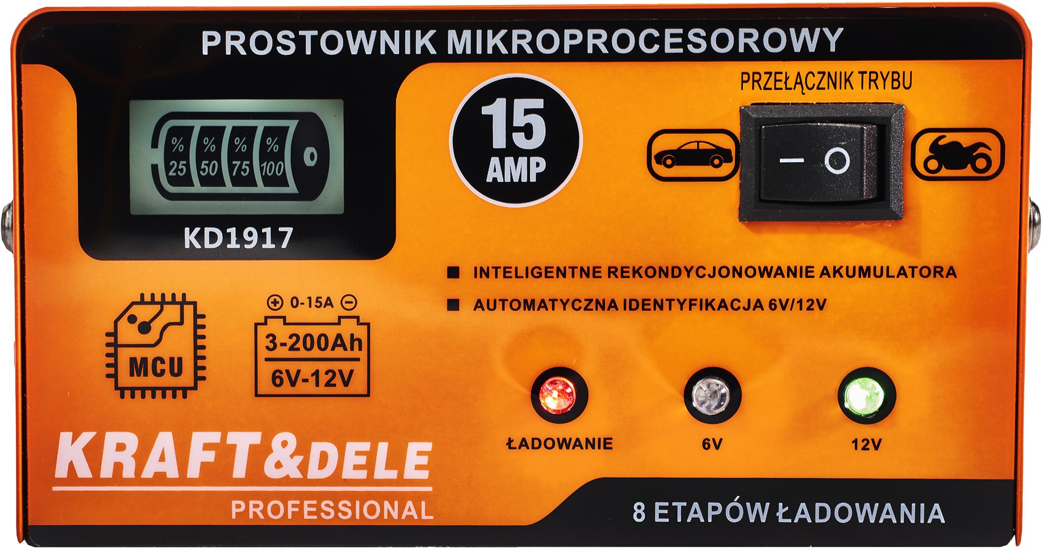 MIKROPROCESOROVÁ NABÍJEČKA 15AMP 6/12V KD1917