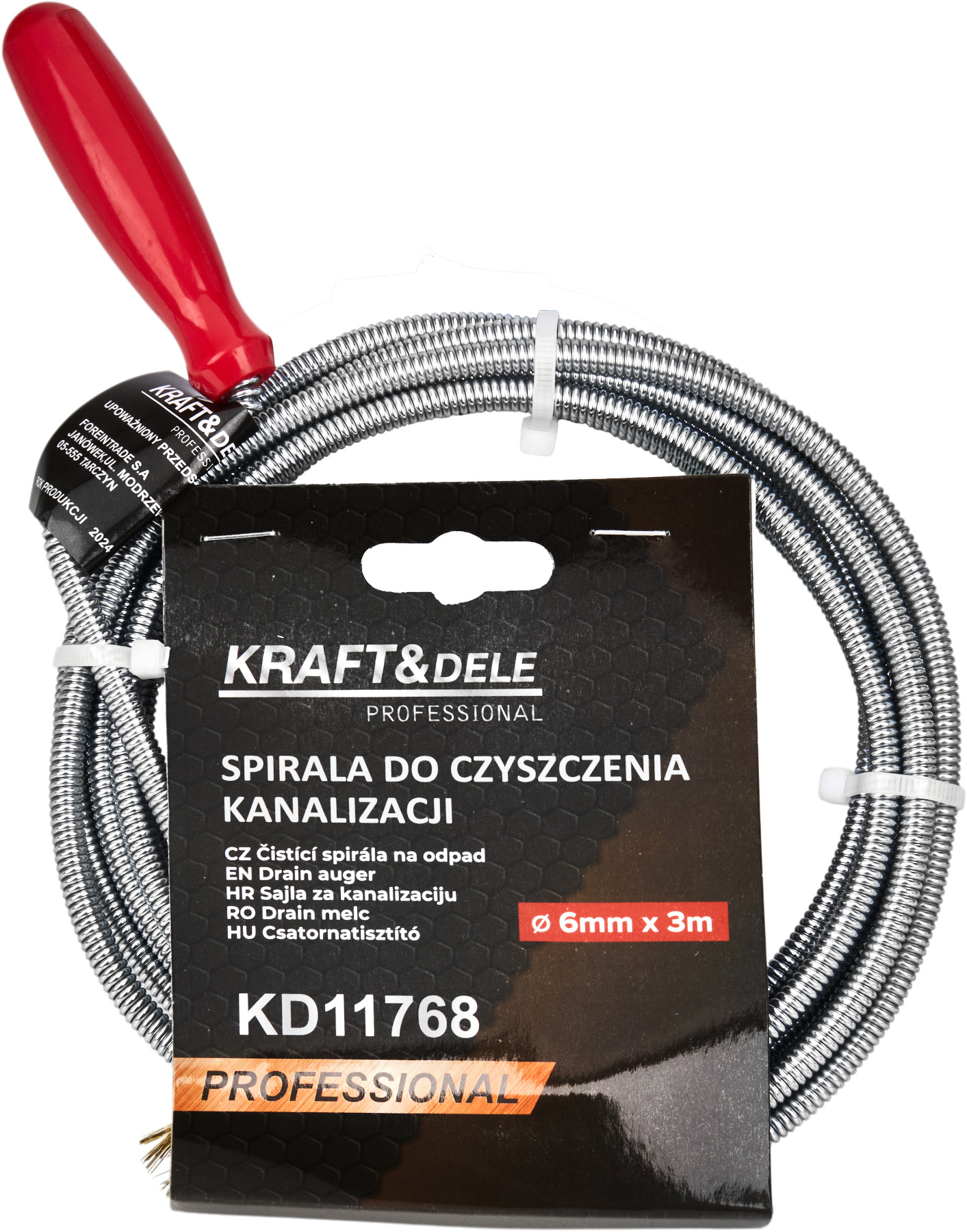 Instalatérská spirála do trubek s kartáčem 6 mm x 3 m KD11768