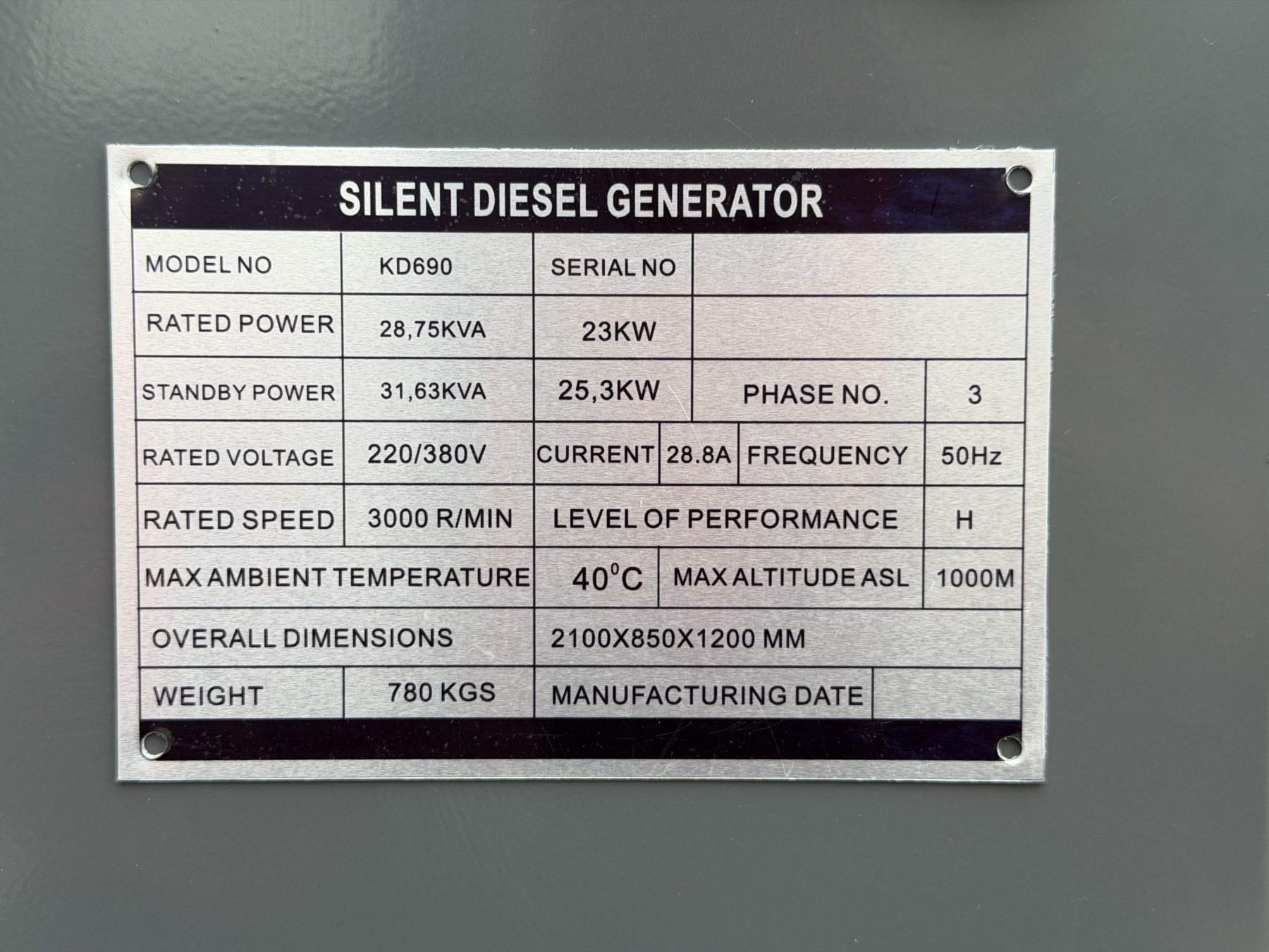 Generátor dieselový, 23/25,3kW KD690