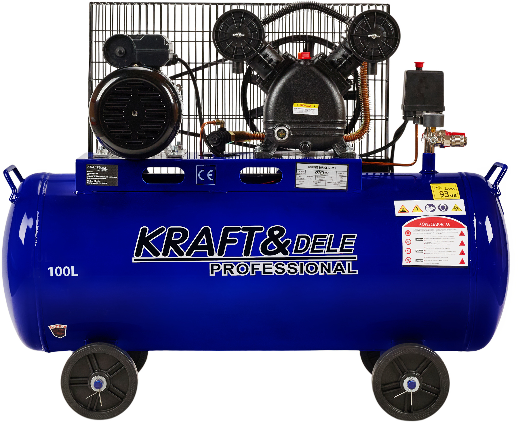 Olejový kompresor 100L 2 PÍSTY 230V KD4054