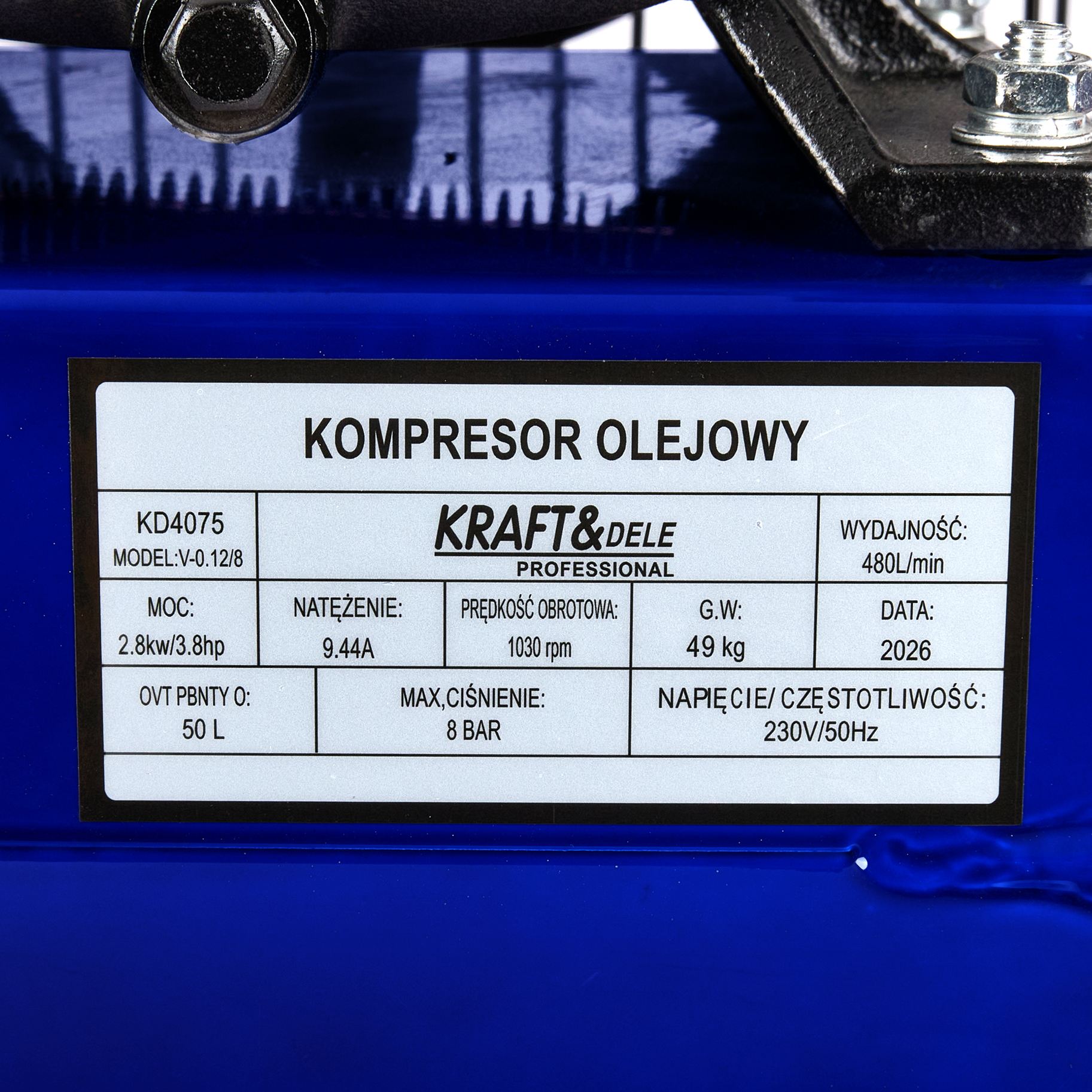 Olejový kompresor 50L 480L/min 2.8kW KD4075