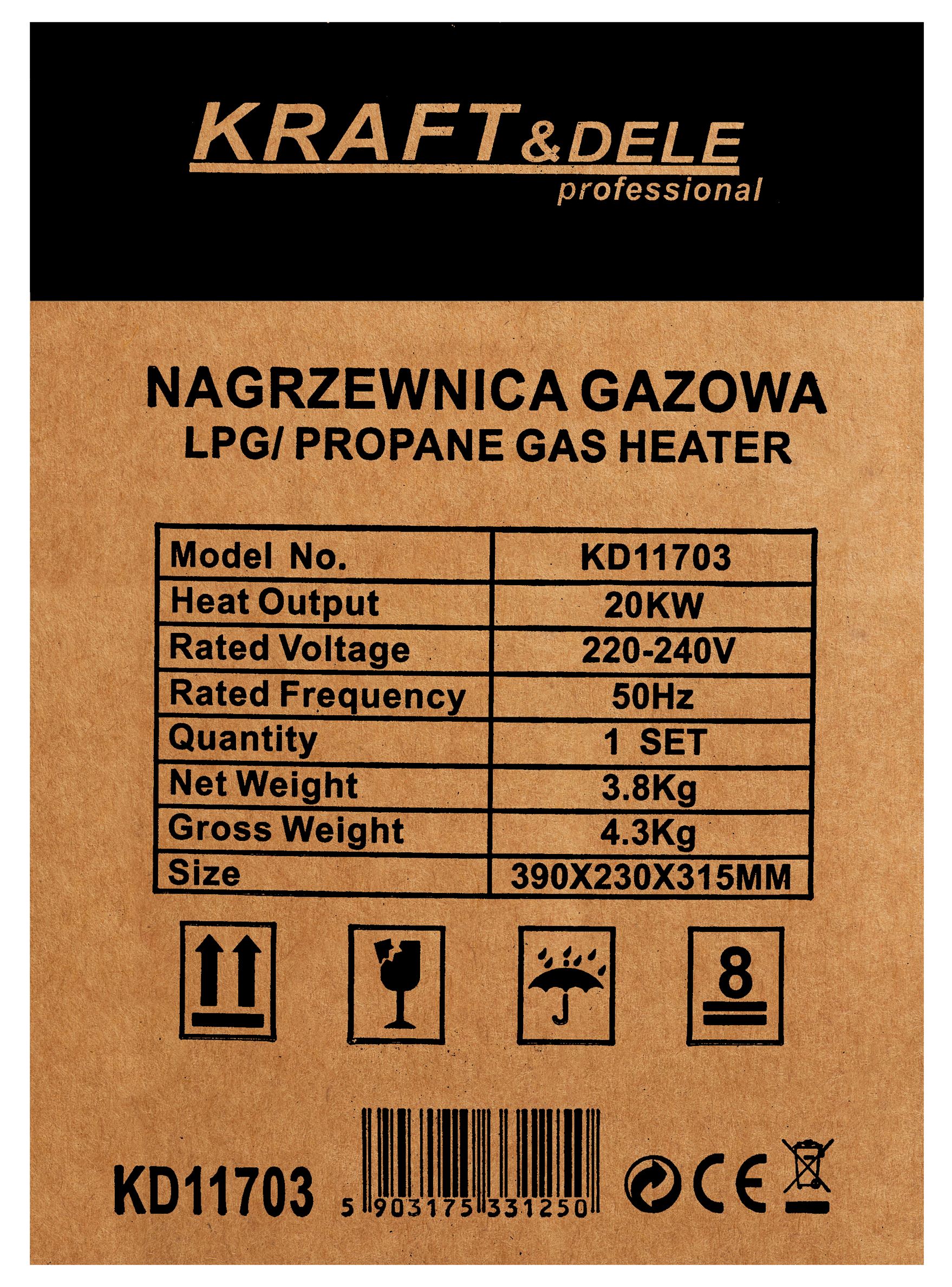 Plynový ohřívač 20kW KD11703