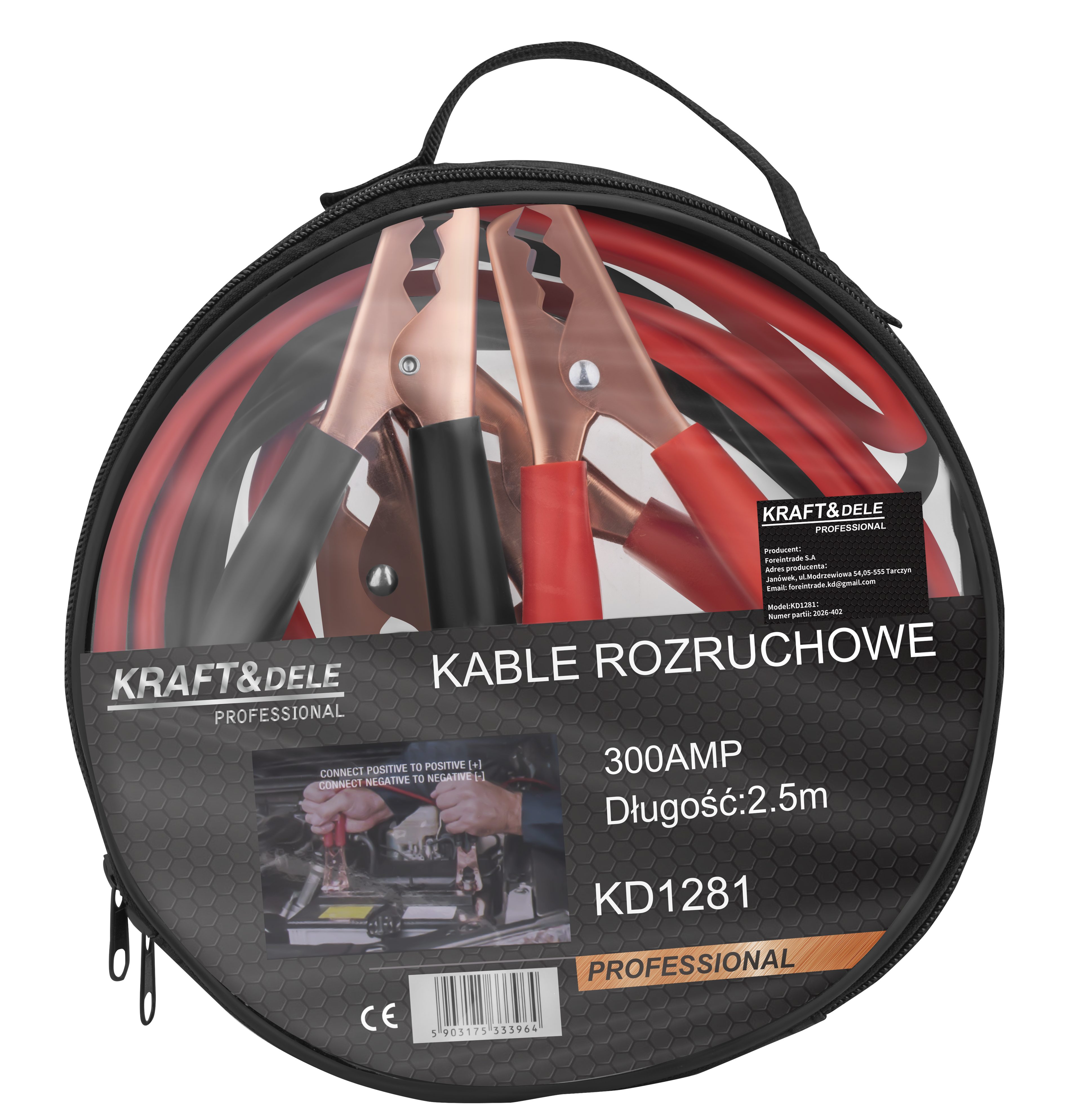 Startovací kabely 300A 2,5 m KD1281